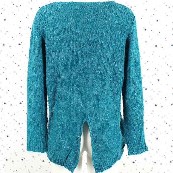 Star Accent Sparkle Knit Sweater Teal - Picture 6 of 8